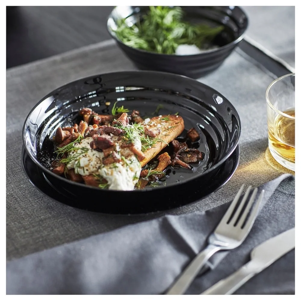 6 x IKEA Deep plate/bowl, black, 7 ½ 